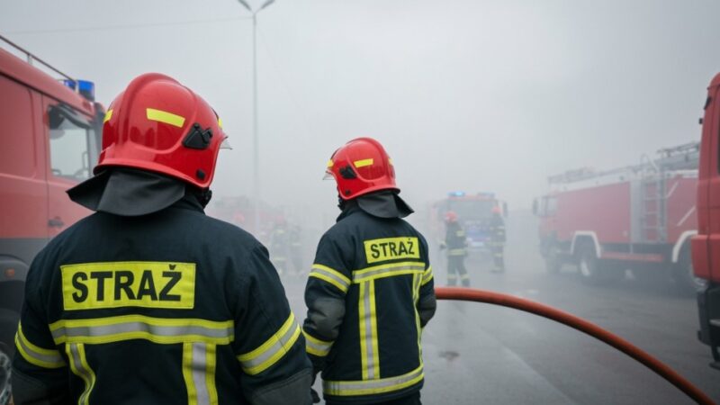 Pożar na nasypie kolejowym w Byczu: strażacy w akcji