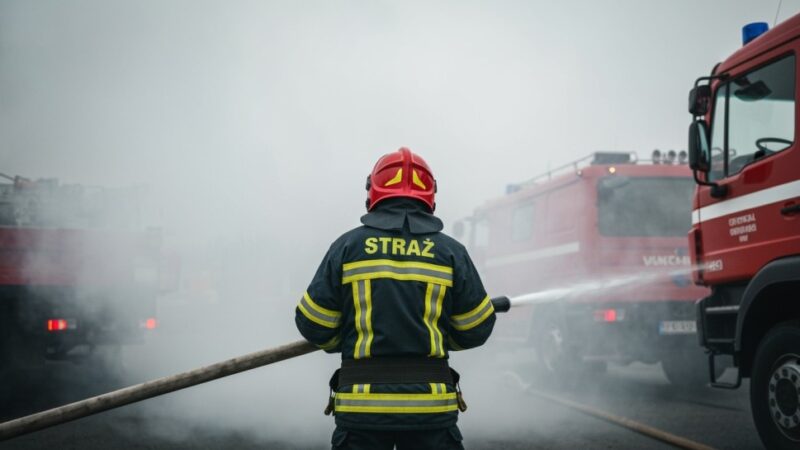 Pożar w Królikowicach: Służby walczą z ogniem o świcie