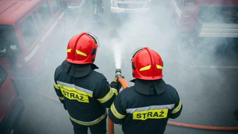 Pożar traw w Nowym Miasteczku: strażacy w akcji