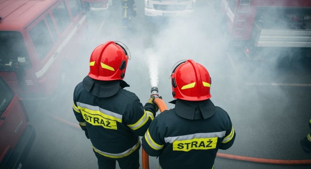 Pożar traw w Nowym Miasteczku: strażacy w akcji