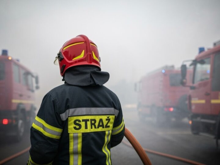 Pożar traw w Popowie: Służby w akcji